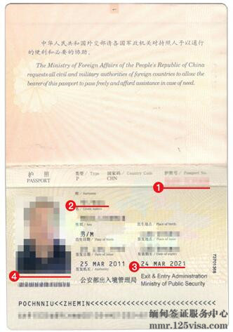 缅甸签证护照模板